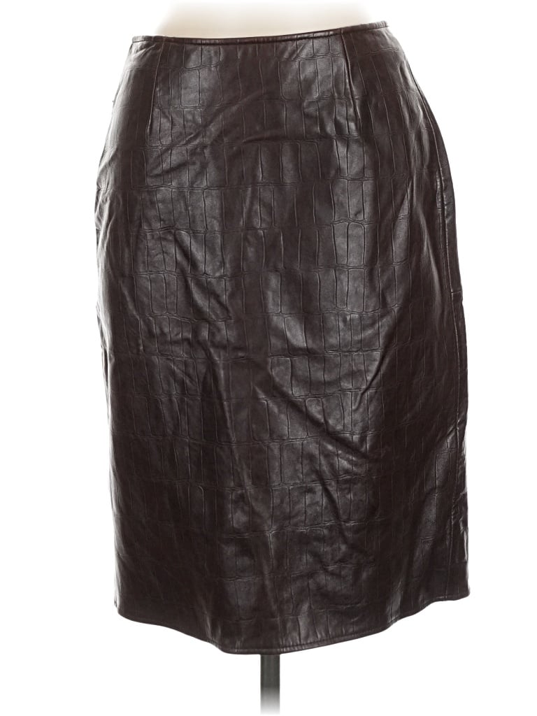 Pre-owned Elements By Vakko Leather Skirt In Brown