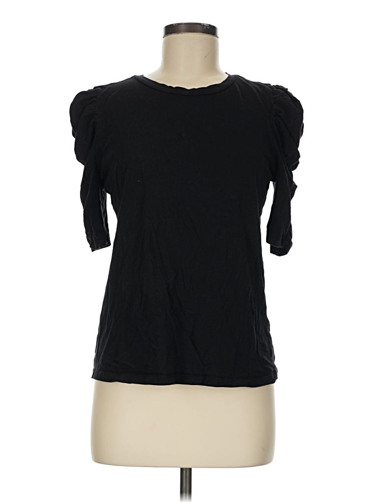 Pre-owned Ann Taylor Loft Short Sleeve Top Black Sweetheart Neckline Tops