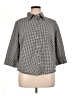 IZOD 100% Cotton Houndstooth Black 3/4 Sleeve Button-Down Shirt Size 1X - photo 1