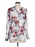 Kut from the Kloth Floral Silver Long Sleeve Blouse Size L - photo 1