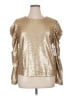 Calligraphie 100% Nylon Metallic Gold Long Sleeve Top Size XL - photo 1