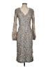 Xscape 100% Nylon Floral Tan Silver Cocktail Dress Size 4 - photo 1