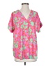 First Love 100% Polyester Hearts Pink Short Sleeve Blouse Size S - photo 1