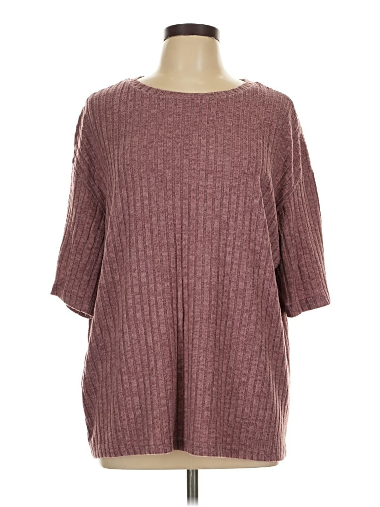 Pre-owned Shein 3/4 Sleeve Top Burgundy Boatneck Tops