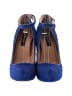 Ann Taylor 100% Leather Color Block Blue Wedges Size 6 - photo 2