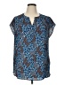 Papermoon 100% Polyester Blue Short Sleeve Blouse Size 1X - photo 1