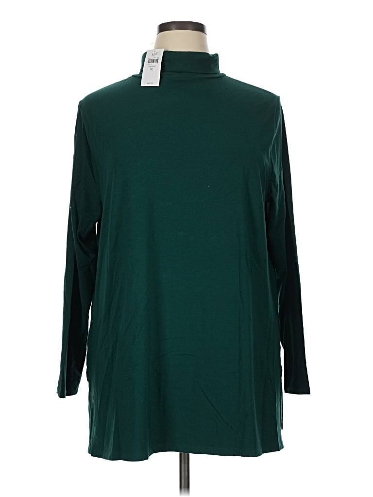 Pre-owned Jjill Long Sleeve Turtleneck In Green