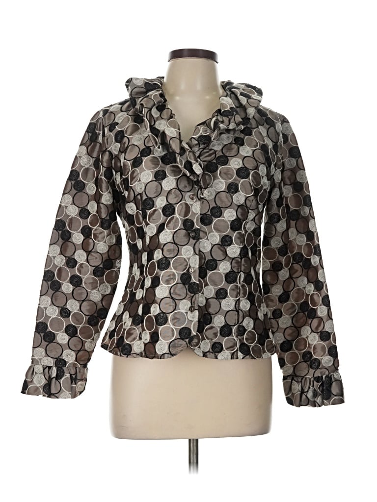 Pre-owned Samuel Dong Long Sleeve Top Silver Cowl Neck Tops