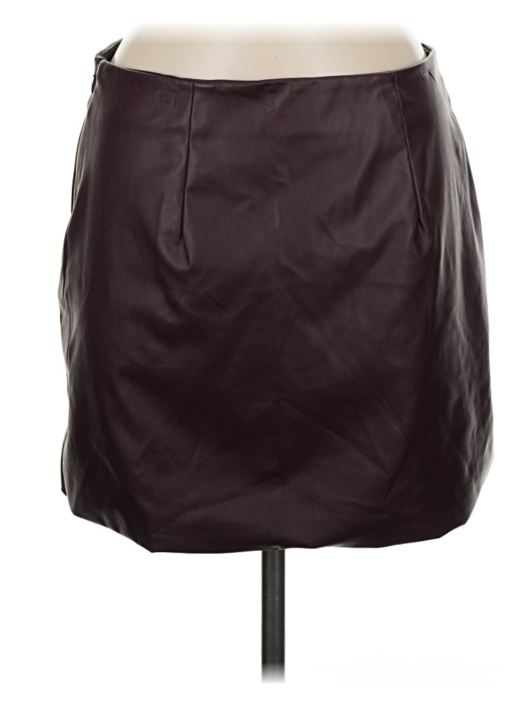 Pre-owned A New Day Faux Leather Skirt In Brown