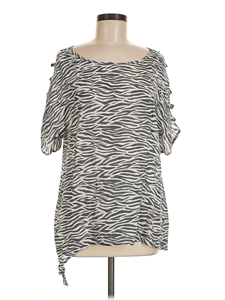 Pre-owned Como Vintage Short Sleeve Blouse In Silver