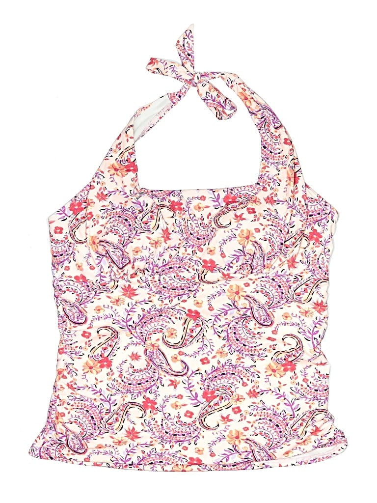 Pre-owned Lands' End Swimsuit Top Pink Paisley Pattern Swimwear