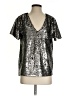 Vanessa Virginia 100% Polyester Metallic Silver Short Sleeve Blouse Size S - photo 1