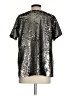 Vanessa Virginia 100% Polyester Metallic Silver Short Sleeve Blouse Size S - photo 2