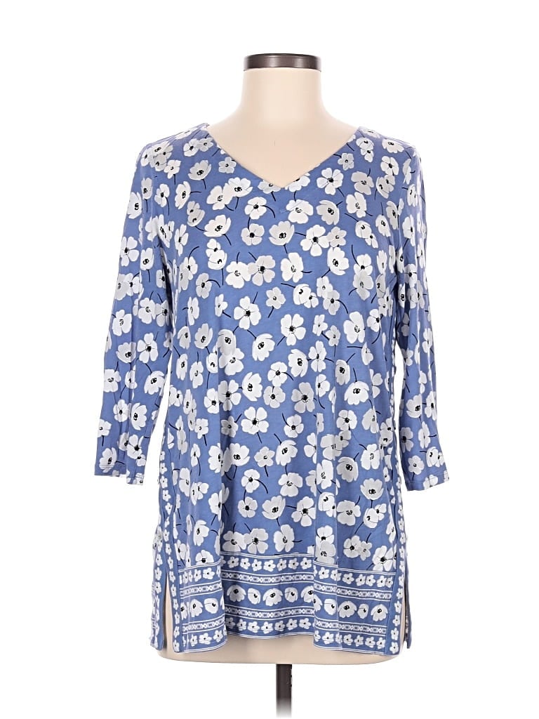 Pre-owned Jjill 3/4 Sleeve Blouse In Blue