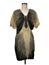 Rutzou 100% Viscose Graphic Tan Cocktail Dress Size 6 - photo 1