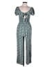 As U Wish 100% Rayon Hearts Teal Jumpsuit Size L - photo 1