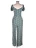 As U Wish 100% Rayon Hearts Teal Jumpsuit Size L - photo 2