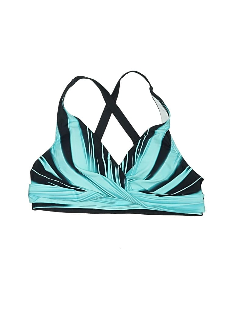 Pre-owned Unbranded Swimsuit Top Teal Graphic Pattern Swimwear