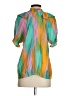 Caballero Color Block Green Short Sleeve Blouse Size XS - photo 2