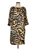 Peter Nygard 100% Polyester Animal Print Gold Casual Dress Size L (estimated) - photo 1