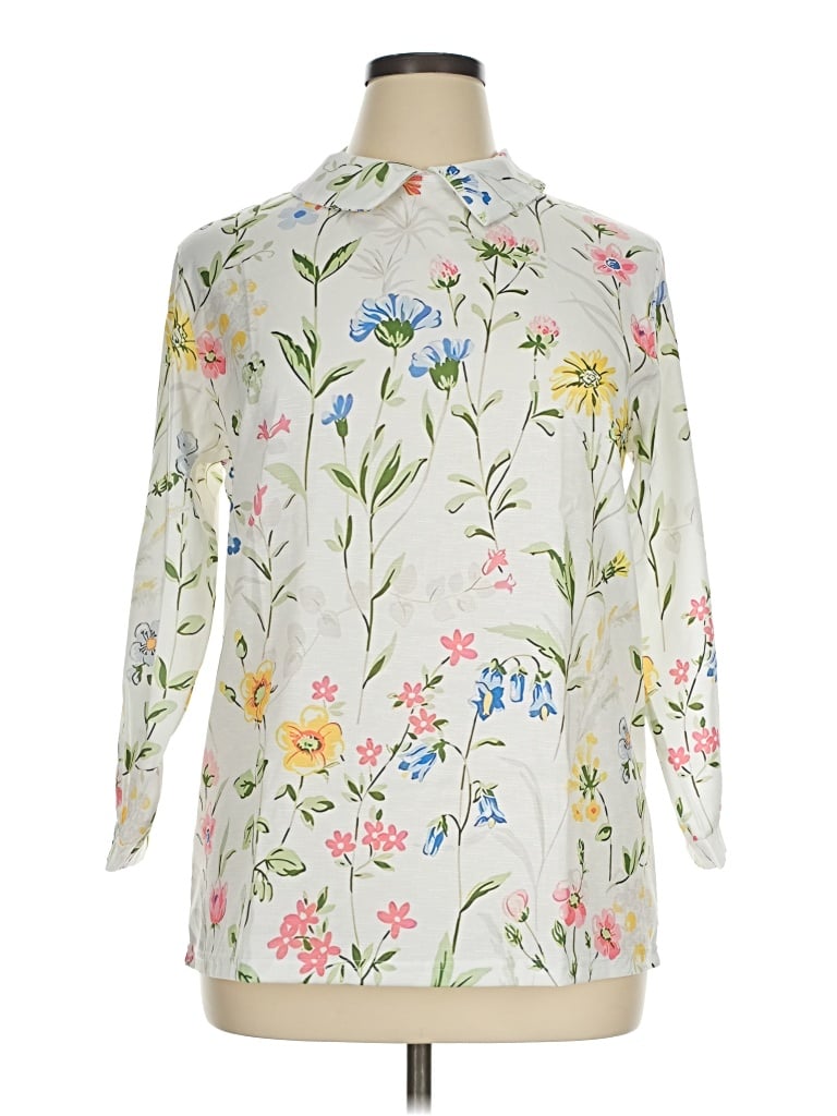 Pre-owned Unbranded 3/4 Sleeve Blouse In Ivory