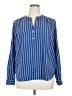 J.Crew Factory Store 100% Polyester Stripes Blue Long Sleeve Blouse Size XL - photo 1