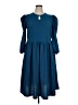 Leota Solid Blue Casual Dress Size 1X - photo 1