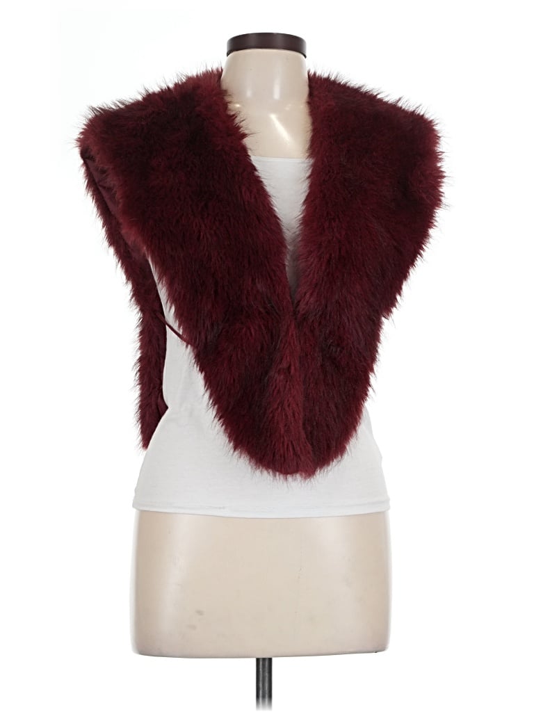 Pre-owned Unbranded Faux Fur Vest In Burgundy