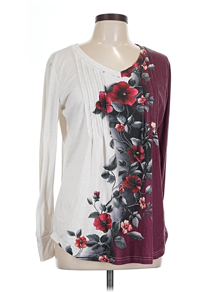 Pre-owned Zeagoo 3/4 Sleeve T-shirt In Burgundy
