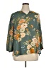 Monday Fun 100% Polyester Floral Teal 3/4 Sleeve Blouse Size 1X - photo 1