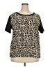 Van Heusen 100% Polyester Animal Print Black Short Sleeve Top Size XXL - photo 1
