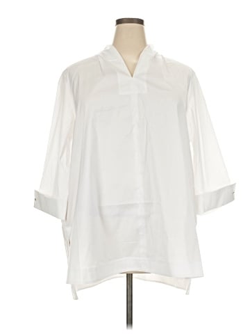 MING WANG 3/4 Sleeve Button-Down Shirt (view 1)