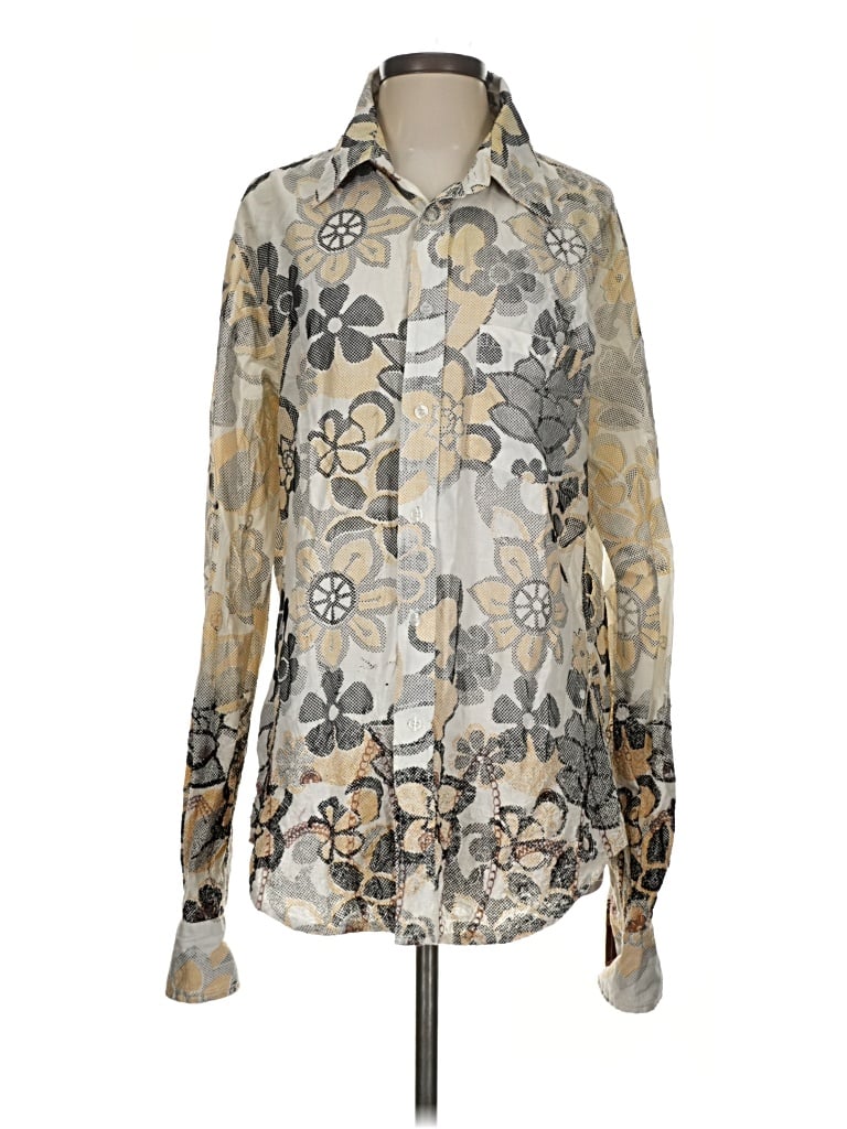 Pre-owned Custo Barcelona Long Sleeve Blouse In Silver