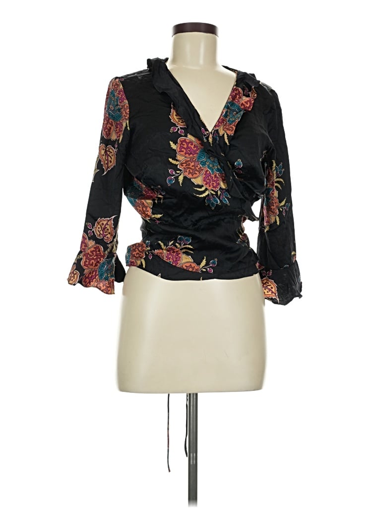 Pre-owned Anthropologie 3/4 Sleeve Blouse In Black