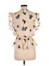 Self-Portrait Tan Short Sleeve Blouse Size 6 - photo 2