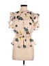 Self-Portrait Tan Short Sleeve Blouse Size 6 - photo 1