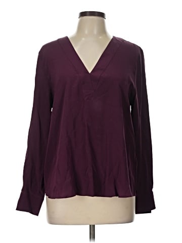 Lavender Brown Long Sleeve Silk Top (view 1)