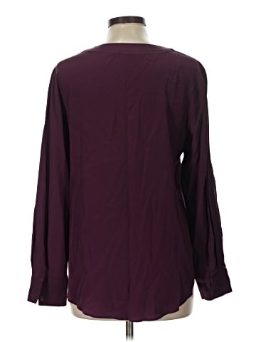 Lavender Brown Long Sleeve Silk Top (view 2)