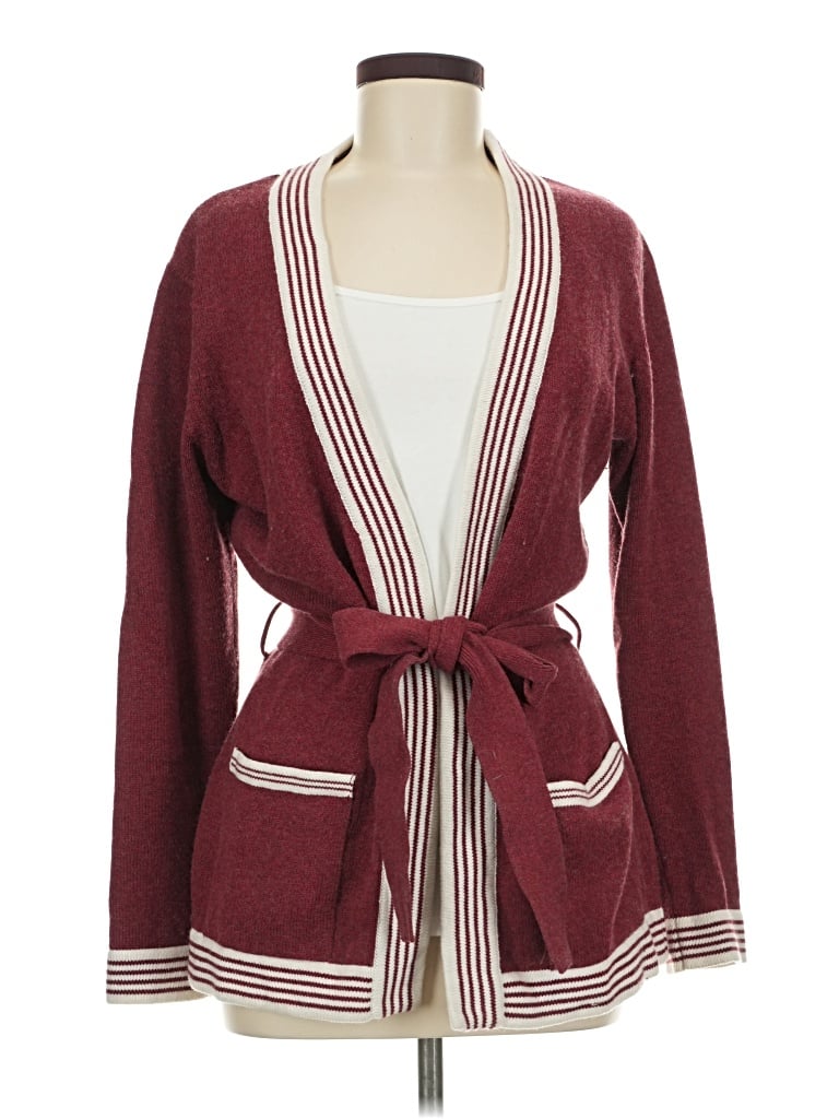 Pre-owned Pretty Vacant Cardigan Sweater In Burgundy