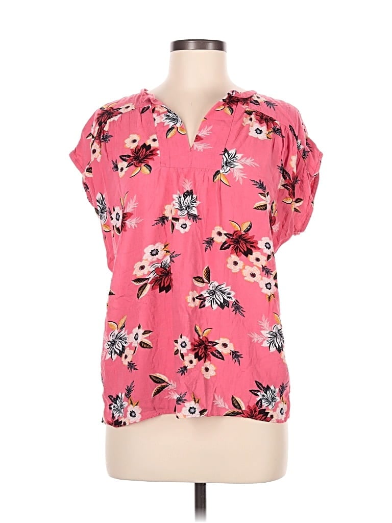 Pre-owned Ann Taylor Loft Short Sleeve Polo Shirt In Pink