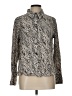 MNG 100% Viscose Animal Print Silver Long Sleeve Blouse Size 12 - photo 1
