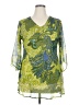 Signature 100% Polyester Green 3/4 Sleeve Blouse Size 1X - photo 1