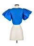 Zara 100% Cotton Blue Short Sleeve Top Size S - photo 2