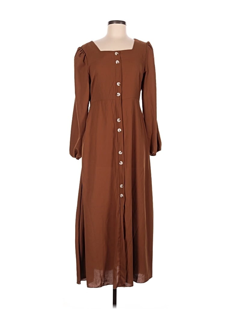 Pre-owned Unbranded Casual Dress In Brown