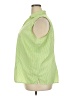Basic Editions Checkered-gingham Green Sleeveless Button-Down Shirt Size 2X - photo 5