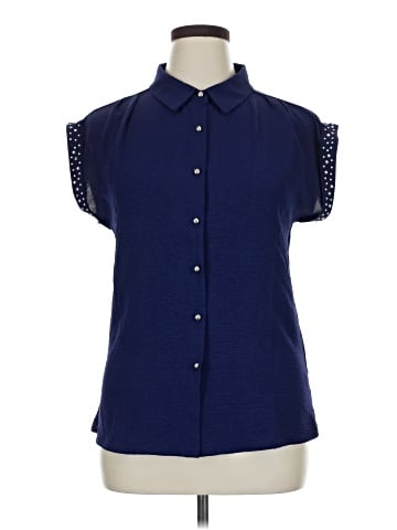 Ashley Blue Short Sleeve Blouse (view 1)