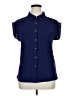 Ashley Blue Polka Dots Blue Short Sleeve Blouse Size XL - photo 1