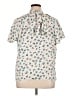 Ann Taylor 100% Polyester Floral Ivory Short Sleeve Blouse Size XL - photo 2