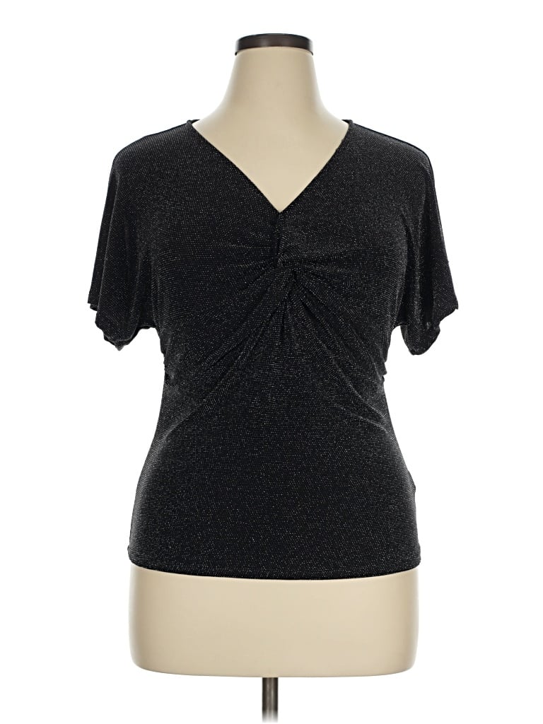 Pre-owned Maurices Short Sleeve Top Black Sweetheart Neckline Tops