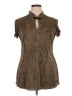 DressBarn 100% Polyester Paisley Brown Short Sleeve Blouse Size 14 - photo 1